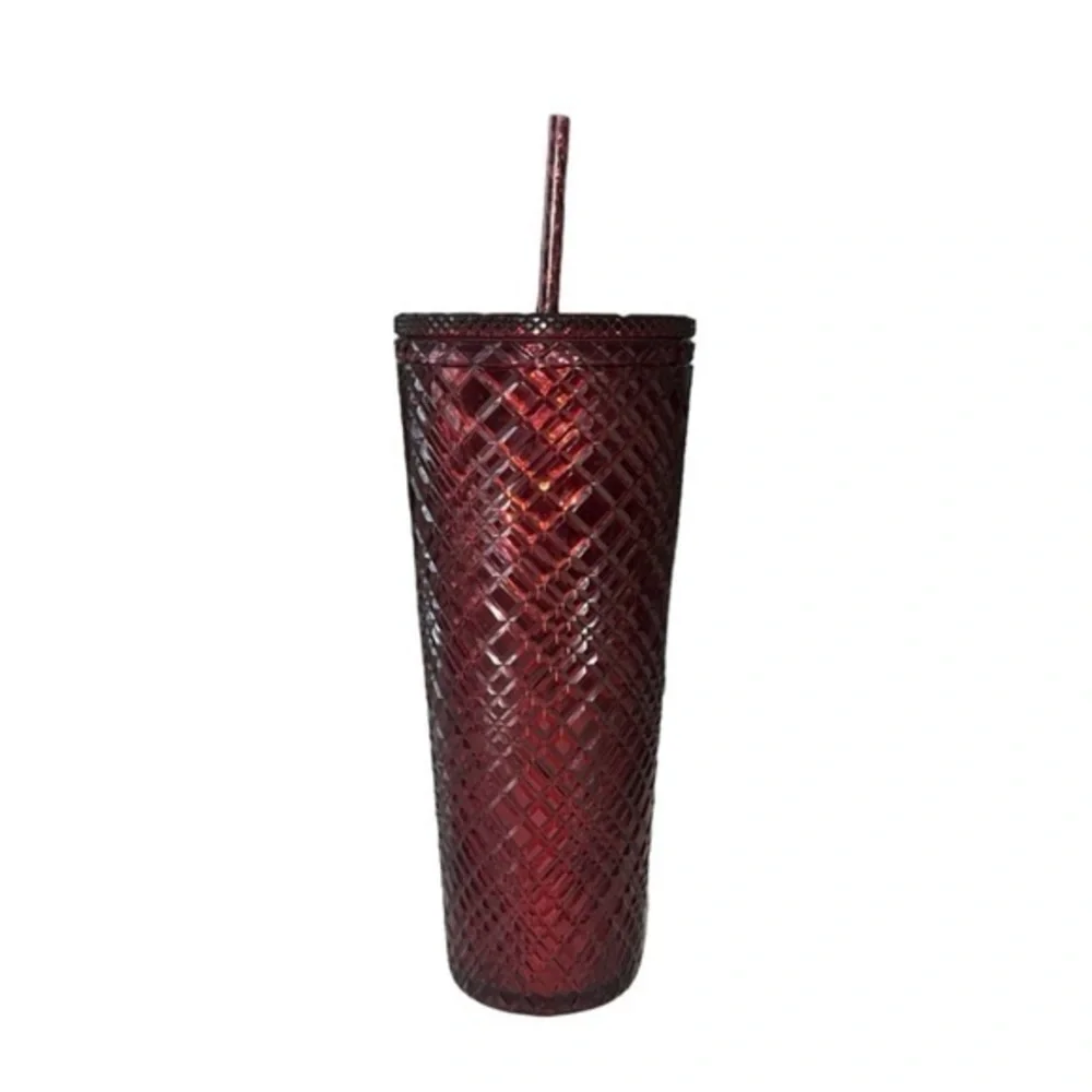 Starbucks Crystal Jeweled Merlot‎ Red Iridescent Studded Cup Tumbler 24oz
